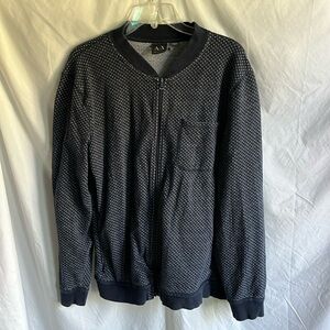 Armani Exchange Men's Jacquard Zip Through Cardigan Size XL Gray & Black